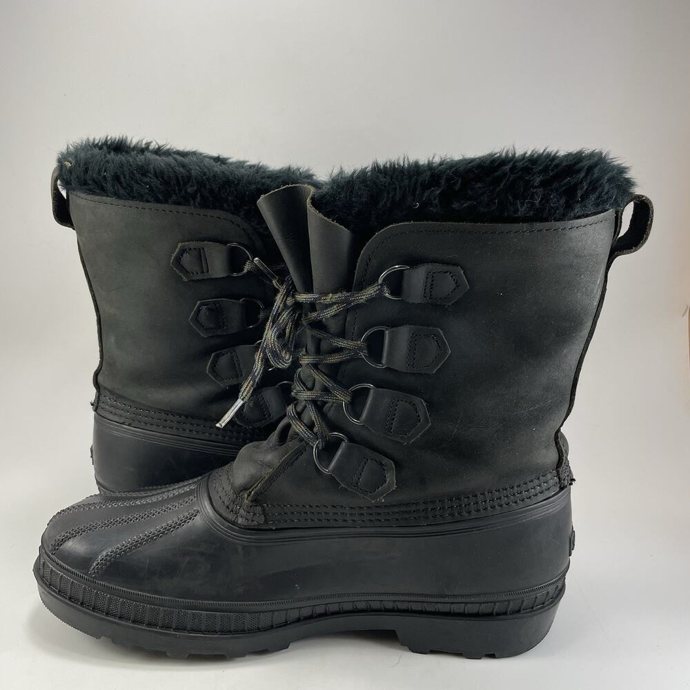Sorel Caribou Winter Boots Mens Size 10 Waterproof Black Leather Lined Lace Up - Picture 11 of 11